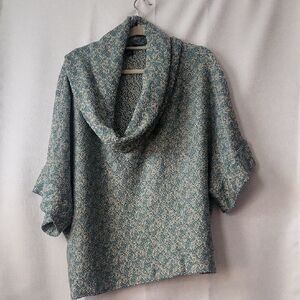 St. John Santana Knit Drapey Cowl Neck Sweater